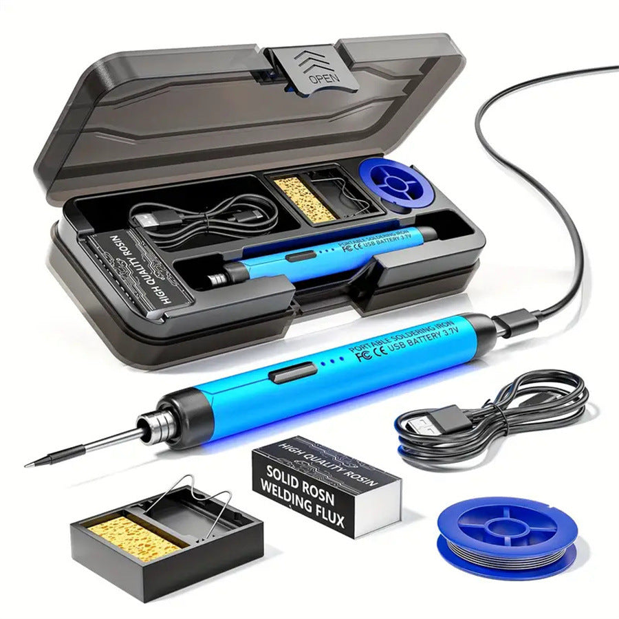 5V USB mini soldering iron and replacement tips - 3-Head Black