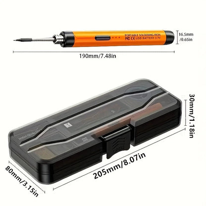 5V USB mini soldering iron and replacement tips - Orange