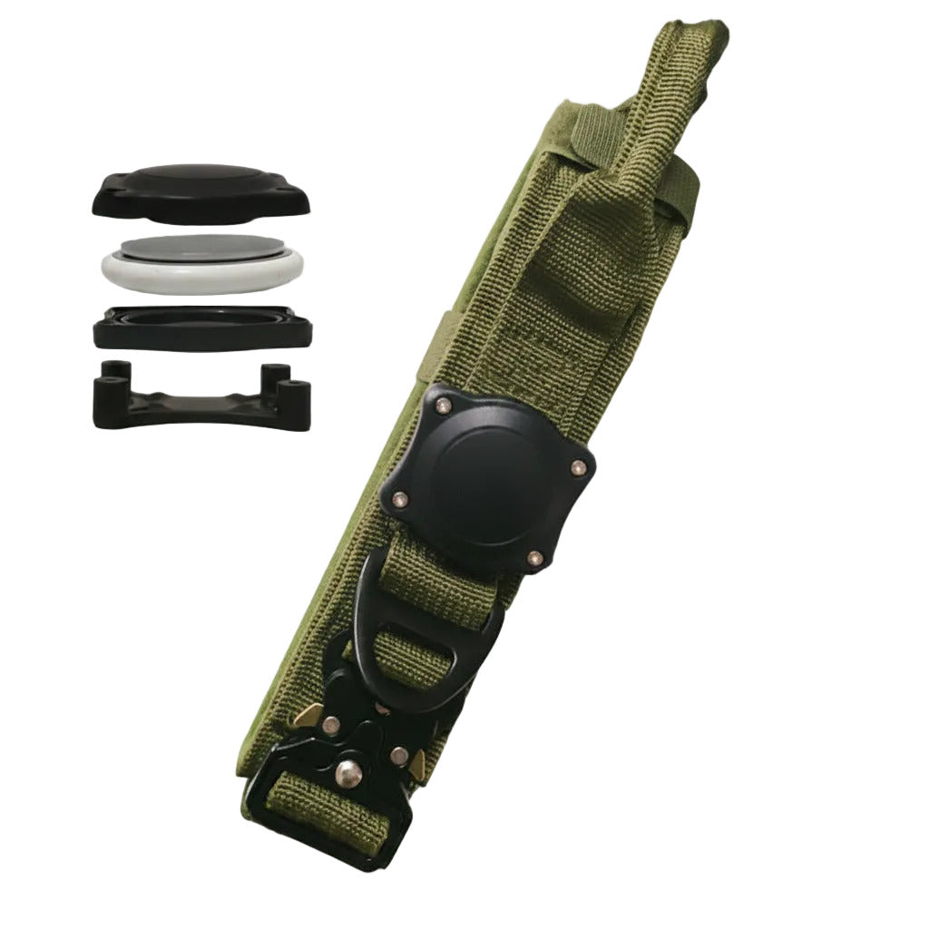 Adjustable nylon dog collar - Khaki, M 38-48x3.8cm