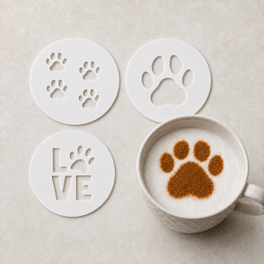 Paw Print Coffee Stencil Set (3-Pack)