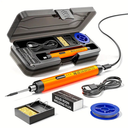 5V USB mini soldering iron and replacement tips - 3-Head Orange